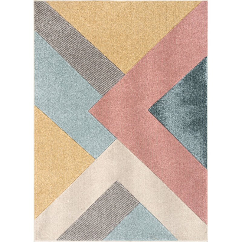 Ruby Geometric Synthetic Area Rug, Rectangle 120cm x 160cm