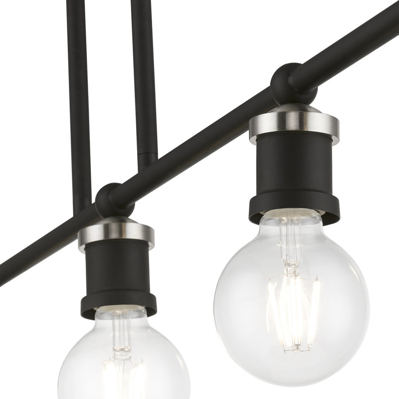 Grand lustre linéaire Grogan, Noir / Nickel brossé