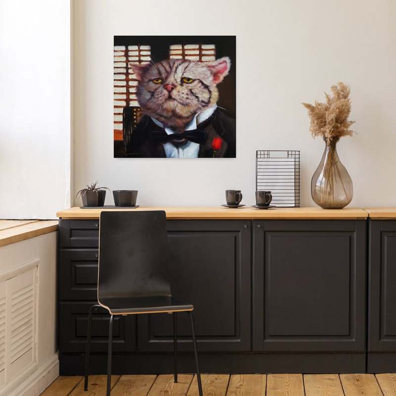 Parrain, chat, art urbain contemporain, 18" H x 18" W