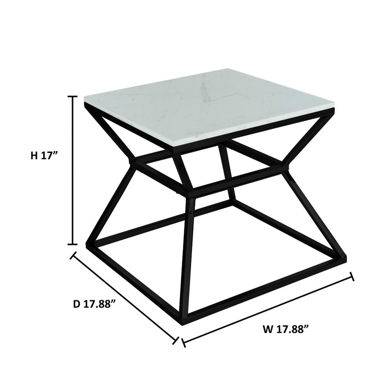Table de bout en marbre Adore Decor Audrey, 17 po, Noir