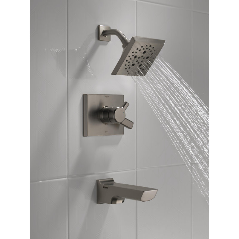 Pivotal® Tub and Shower Faucet with H2Okinetic® Technology, Lumicoat Black Stainless
