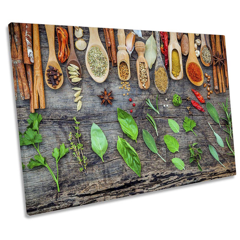 Spoons Spices Herbs Kitchen - Wrapped Canvas Print, 30.5cm H x 45.7cm W x 2cm D
