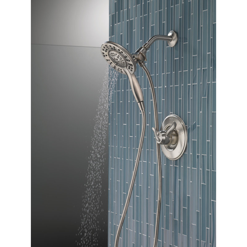 Linden 17 Series Dual-Function Shower Faucet, Shower Trim Kit with 4-Spray In2ition 2-in-1 Dual Hand Held Shower Head with Hose, Stainless (Valve Not Included)