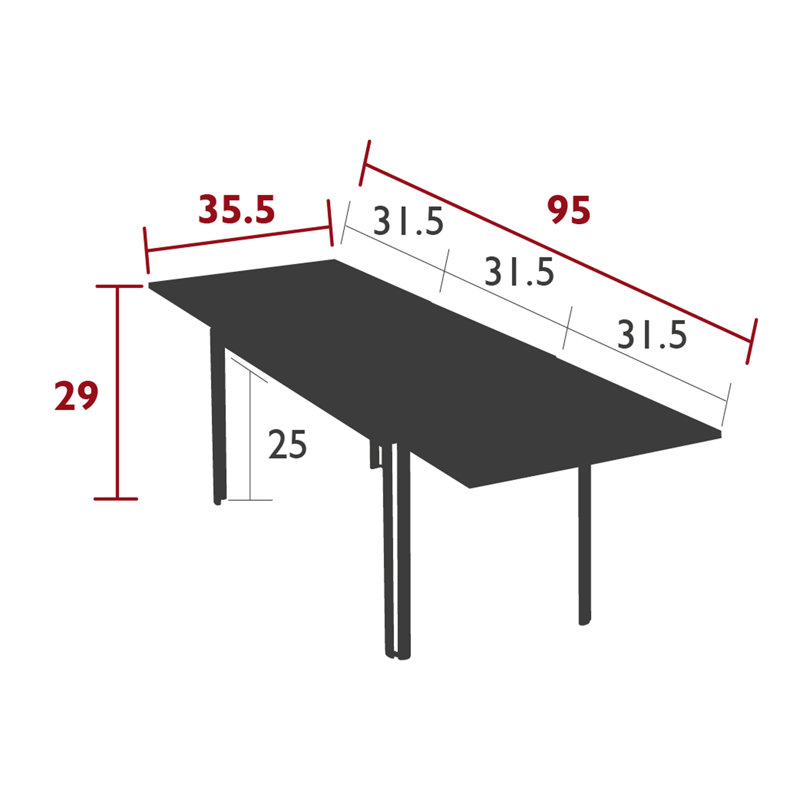 Costa Outdoor Dining Table, 35.5" W x 95" L x 29" H