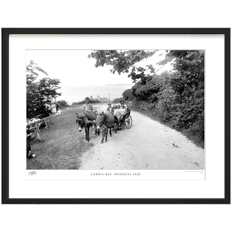 Carbis Bay, Donkeys 1928 - Single Picture Frame Print on Wood, 40cm H x 50cm W x 2.3cm D