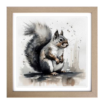 Squirrel Ink Wash - Framed Print