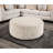 Tan Chenille Upholstered Round For Transitional Interior Decor, 41 Inches Wide And Deep, 18 High, 30 Lb In Style, Soft Upholstered, Wide, High