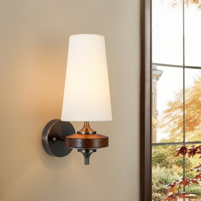 Solid Wood and Iron Armed Sconce