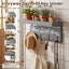 Key Holder Wall Mount with 4 Double Hooks-Solid Wood Wall-Mounted Organizer for Keys&Mail Rustic Key Rack Hanger Holder Home Decor for Entryway Living Room (Gray)