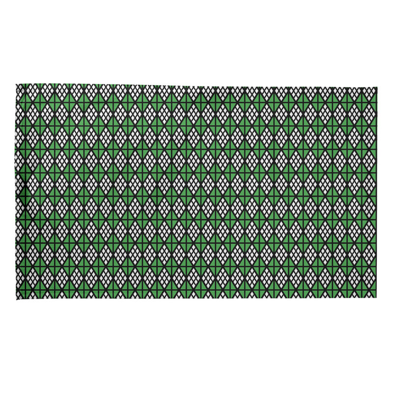 Torchon Suoz Classic Diamonds, Sergé de coton, Vert / Noir