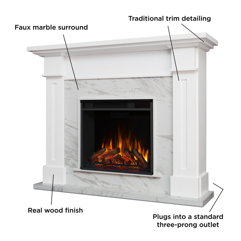 Kipling 54" Electric Fireplace by Real Flame, White Marble