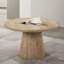 Contemporary Style Round Coffee Table With Cone Shape Pedestal Base Rubberwood Structure Oak Finish