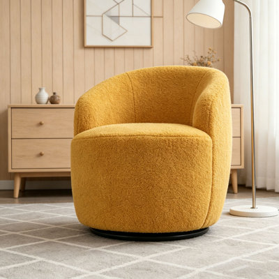 Fauteuil demi-tonneau pivotant avec anneau en métal thermolaqué noir