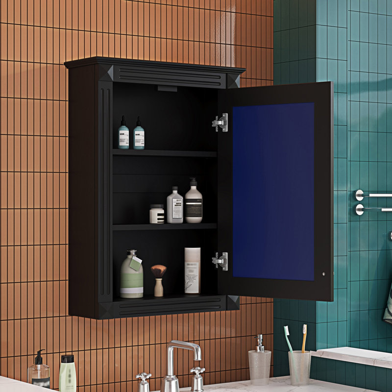Armoire à pharmacie murale avec miroir, Noir