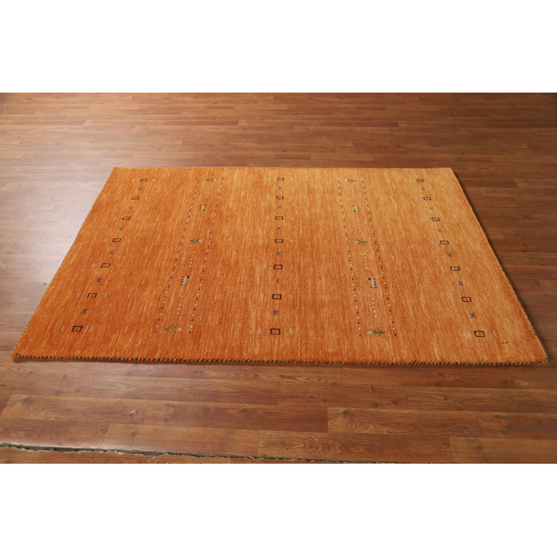 Handmade Orange Rust Gabbeh Oriental Rug 4x6