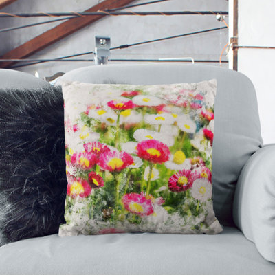 Pretty Watercolour Floral Scatter Cushion