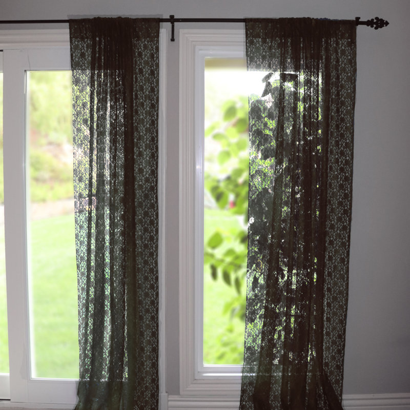 Pateros Lace Sheer Curtain Single Panel, 58" W x 96" L, Brown