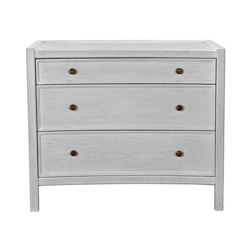 Hampton 3 - Drawer Solid Wood Nightstand, White Wash