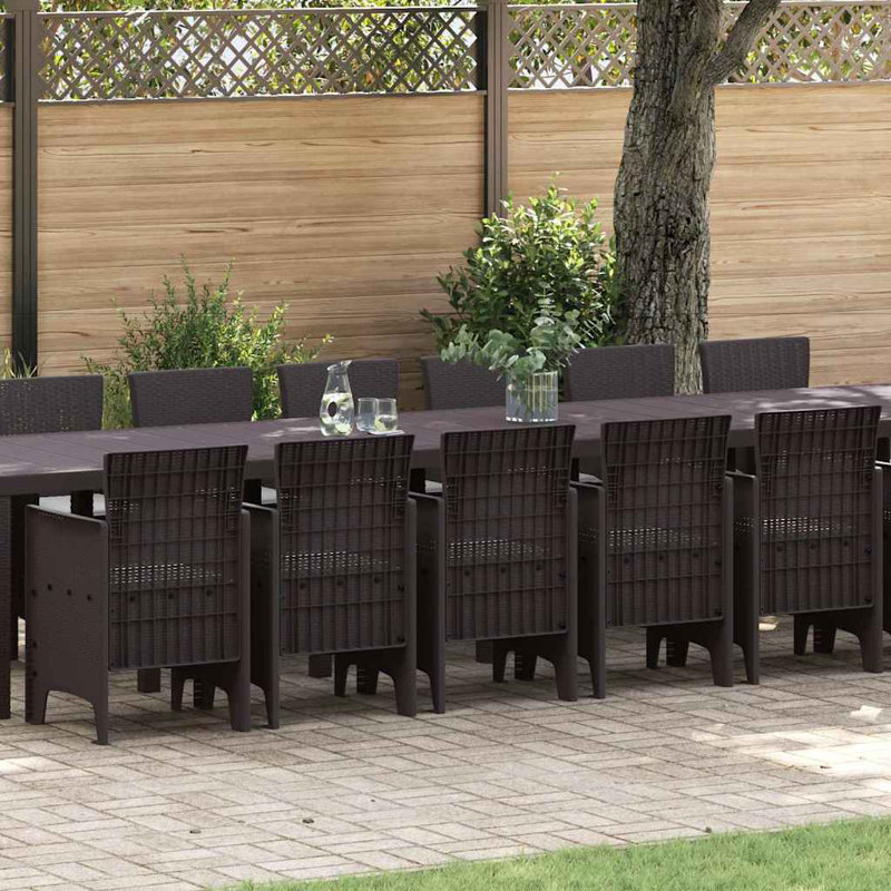 Ensemble de salle à manger de jardin avec coussins vidaXL 17 pièces brun PP