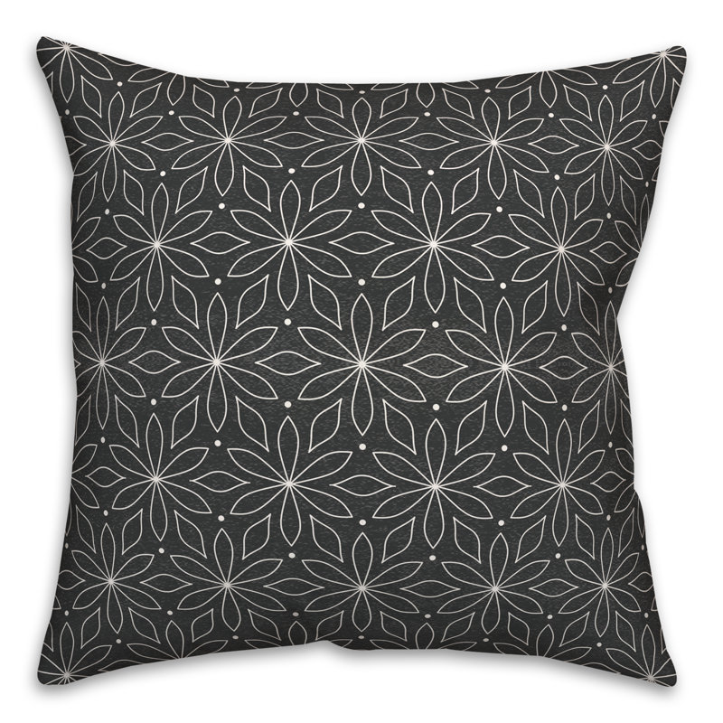  Housse et insert de coussin monochromatique fleurs carrées