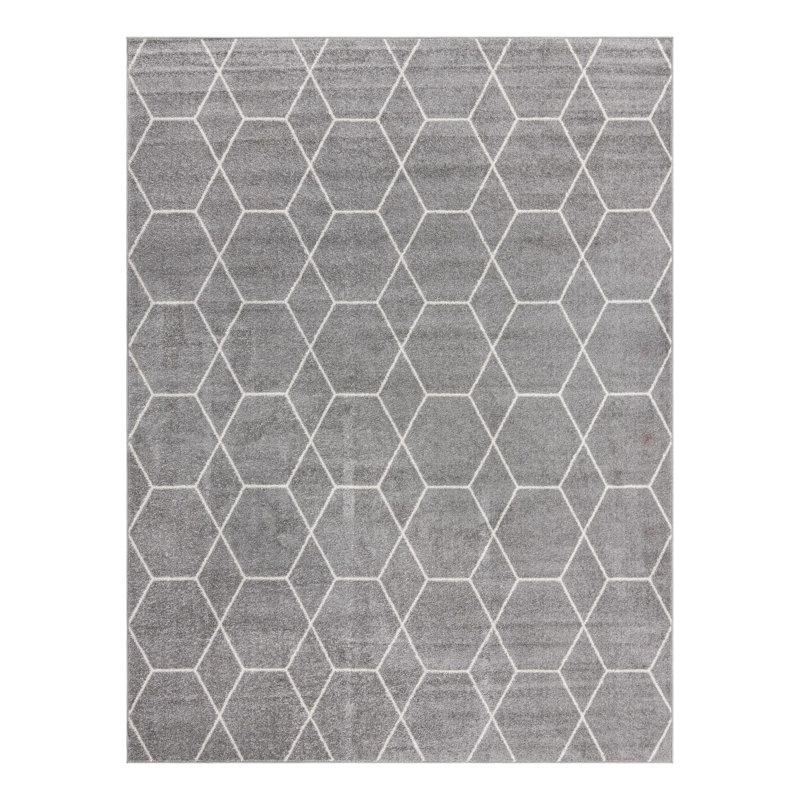 Tapis géométrique Debrodie, Rectangle 2 pi x 3 pi 1 po, Gris clair