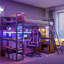 Lit mezzanine simple en métal avec poste de travail intégré, sans sommier, noir-575526305