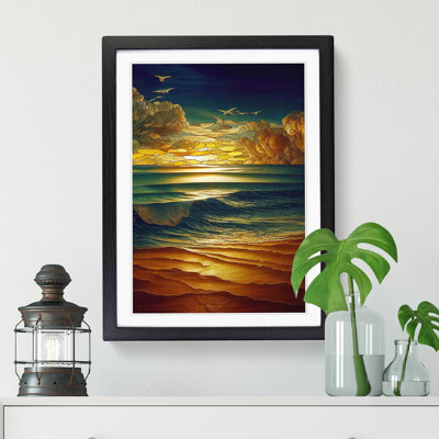 Seascape Ocean Stained Glass - Framed Print