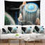 Tapisserie monde abstrait en fractale bleu-28495340