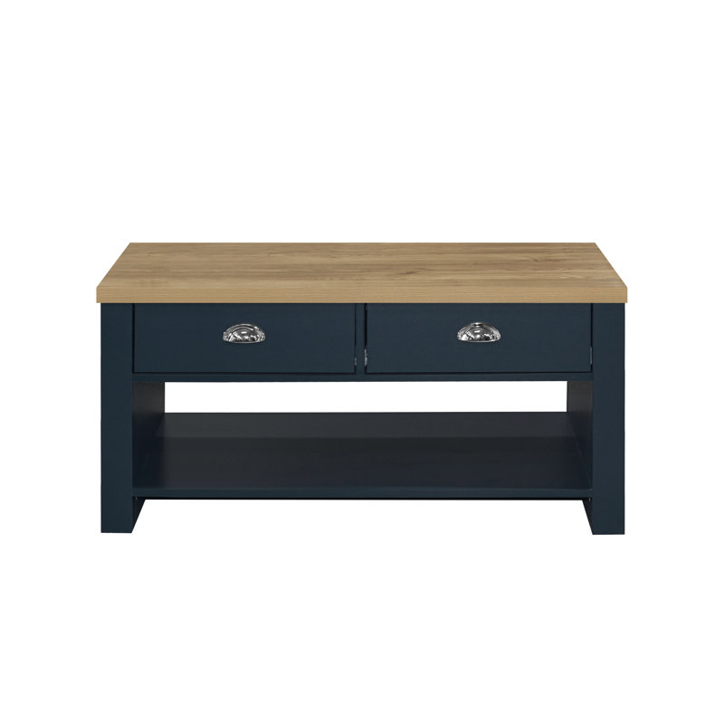 Highgate Sled Coffee Table with Storage, Navy Blue