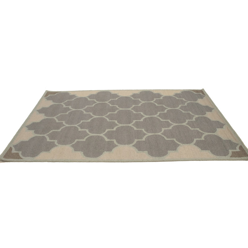Tapis gris en laine touffeté à la main Trellis