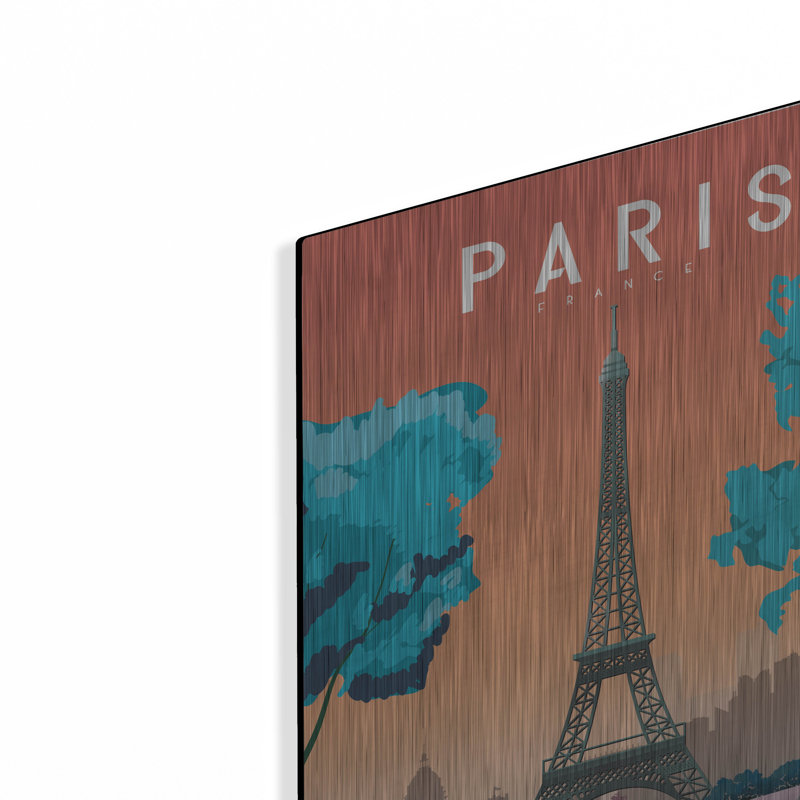 Art mural en métal «Paris France» par Omar Escalante, H 16 po x l 12 po