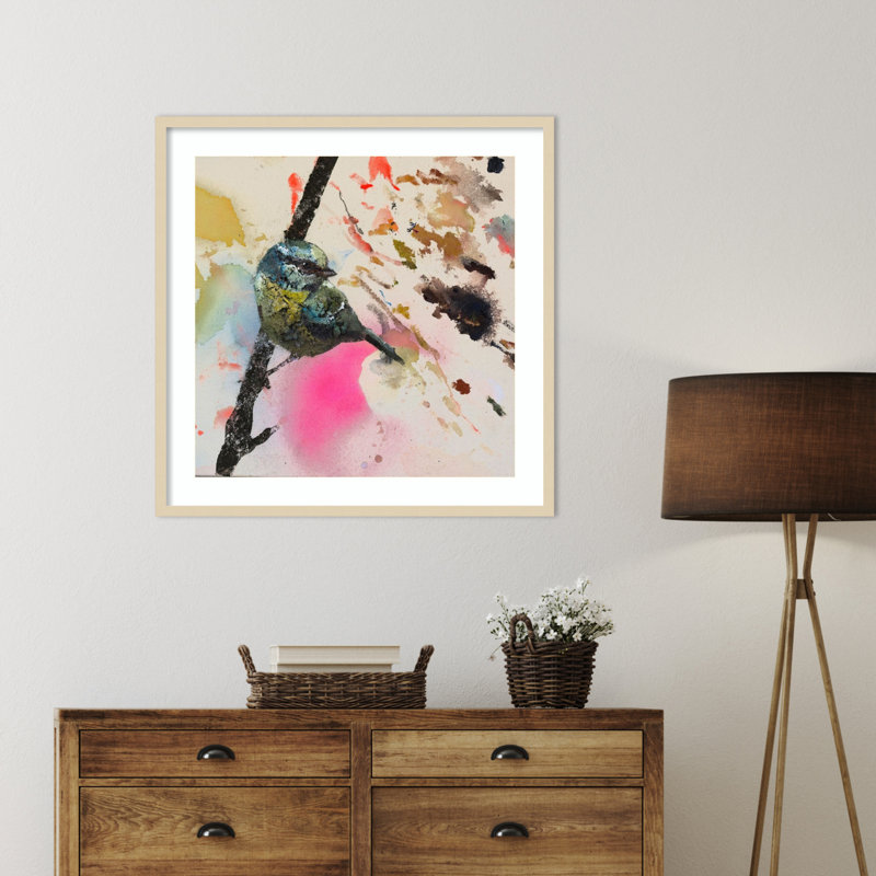 «Blue Western Tanager» par Daniel St amant, impression sur bois encadrée, H 33 po x l 33 po