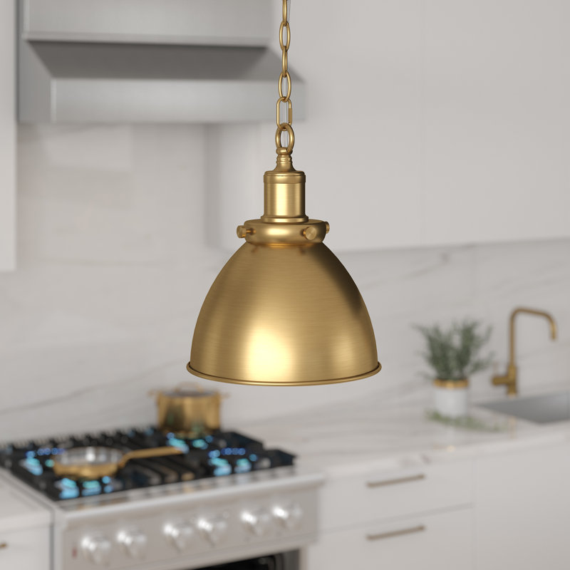 Elodie 1 - Light Brass Dome Pendant, 84" H x 5.13" W x 5.13" D, Brushed Brass
