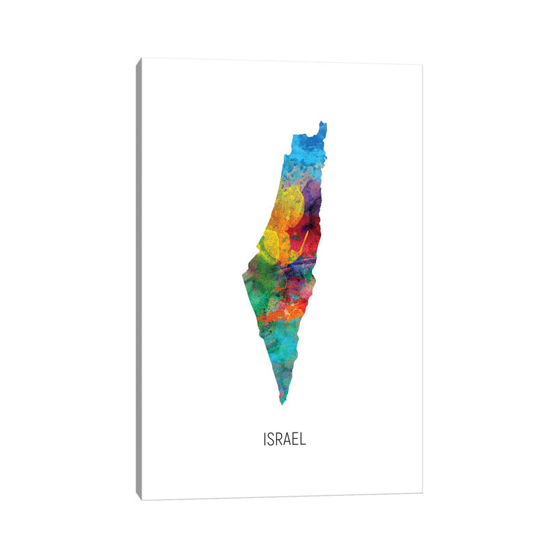 Israel Map by Michael Tompsett - Wrapped Canvas Print, 20.32 cm H x 30.48 cm W