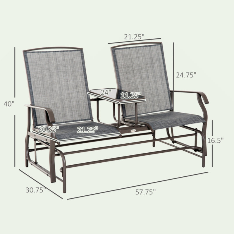 Banc oscillant avec table centrale Outsunny, Gris
