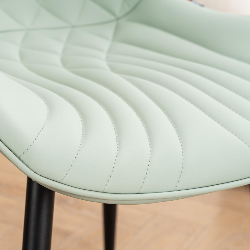 Chaise de salle à manger rembourrée en simili cuir avec pieds en fer Jimma , Vert menthe