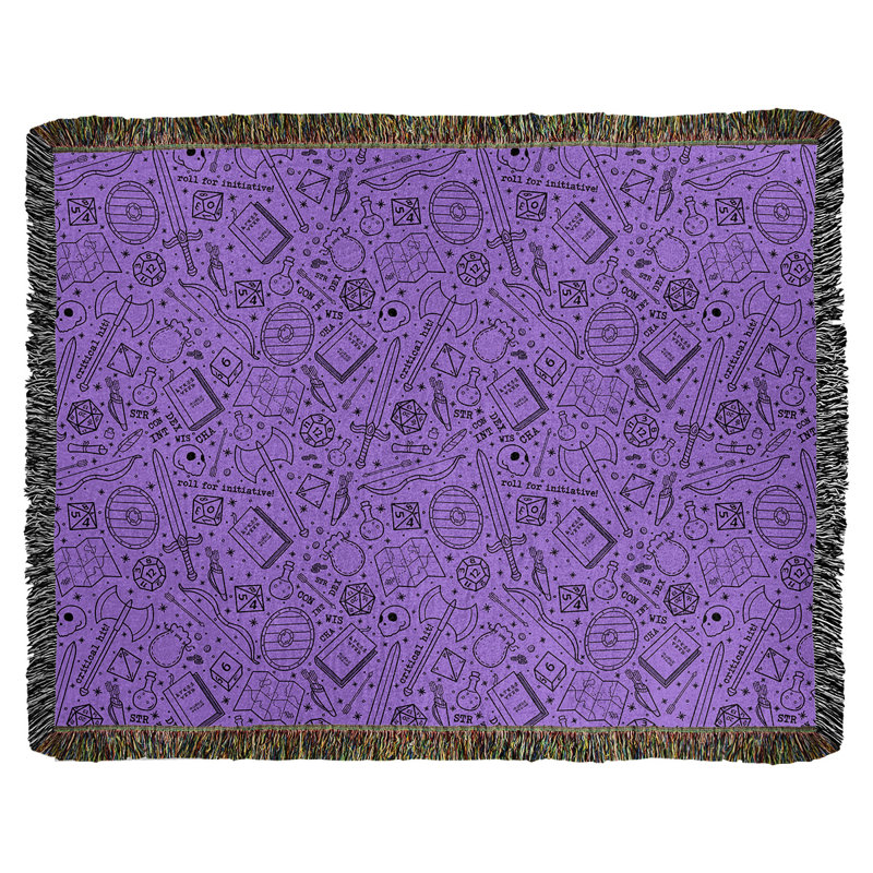 Couverture en coton tissé Katelyn Elizabeth, l 37 po x L 52 po, Mauve / Noir