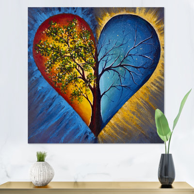 Arbre en bleu et orange - peinture