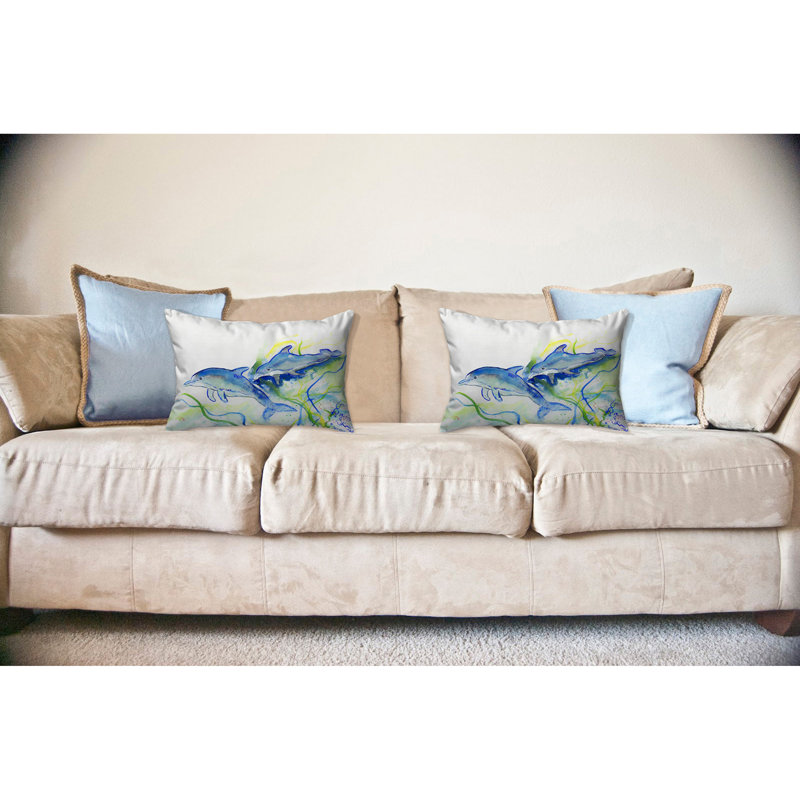Dolphins Outdoor Reversible Throw Pillow