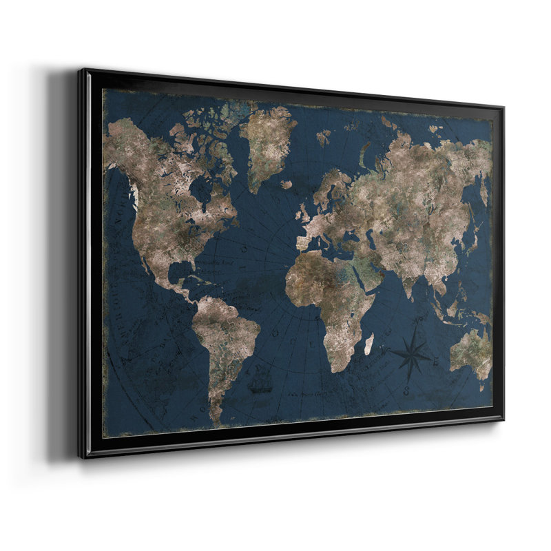 Marine atlas - Reproduction d'un seul cadre photo sur toile, H 30,5 po x l 42,5 po x P 1,25 po, Noir