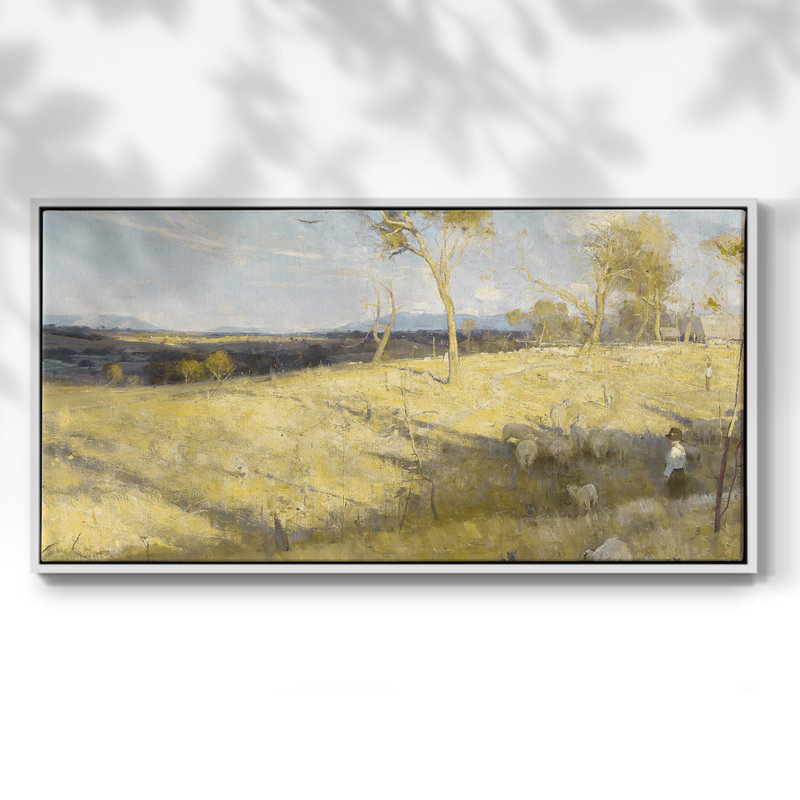 Série paysage - DCCDXCIX - Toile tendue avec châssis tendue, prête à être accrochée, H 21 po x l 41 po, Blanc