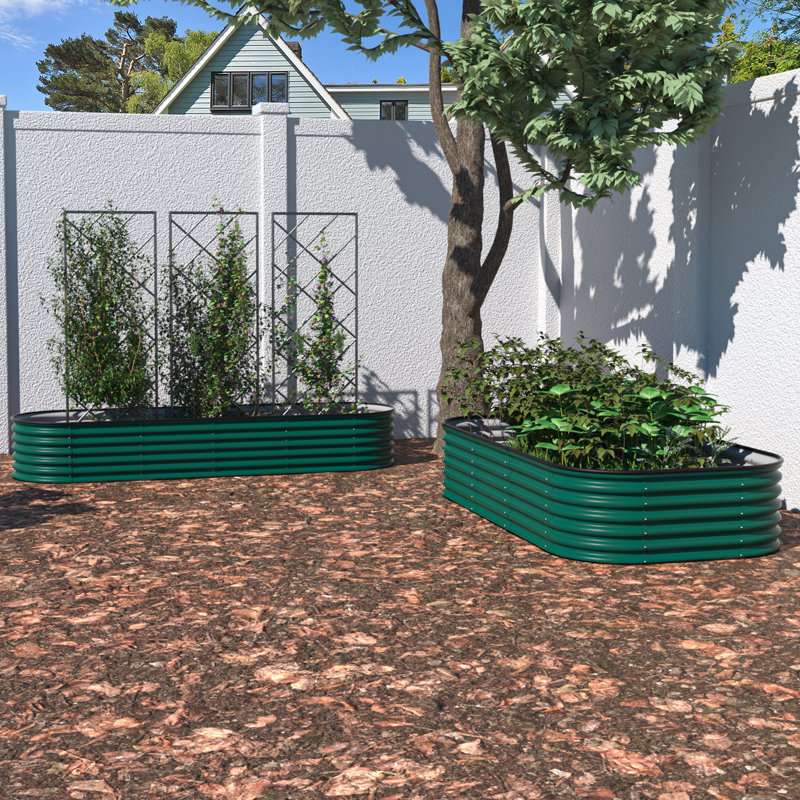 Roede Metal Raised Garden Bed, Green, 17" H x 96" W x 24" D