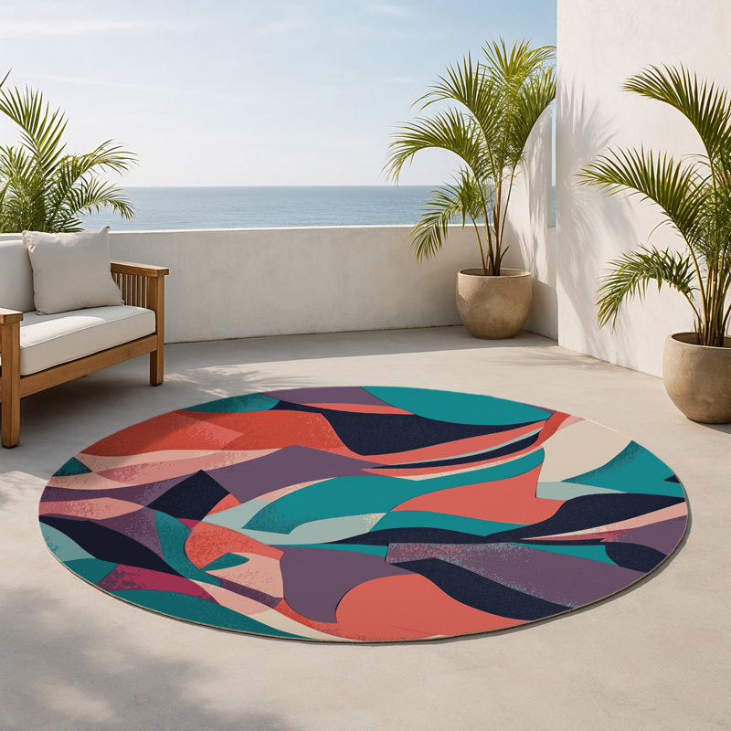 Tapis intérieur et extérieur Pixel Dream, Rond 5 pi