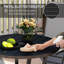 Outsunny 90 cm Garden Dining Table with 4-5 cm Parasol Hole, Round Black