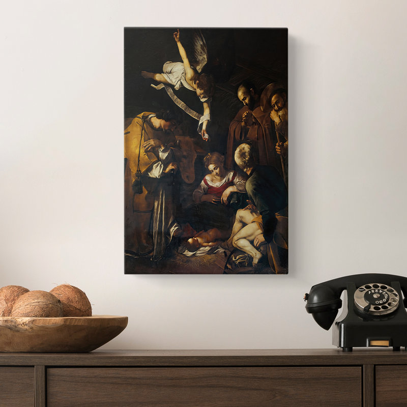 Nativité avec Saint François et Saint-Laurent - Toile tendue avec châssis par Caravaggio, 8 x 12