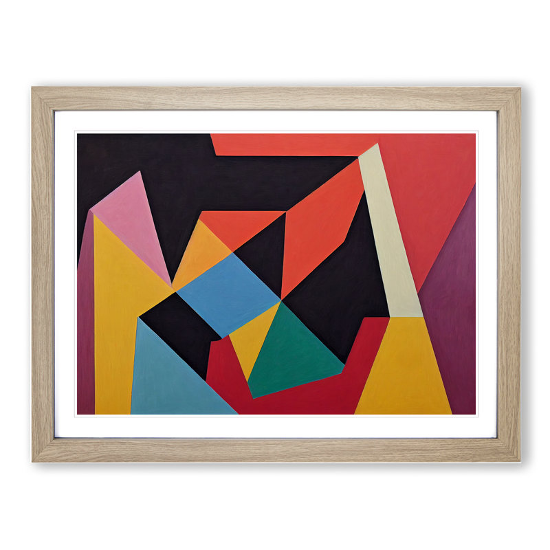 XH1022-8675X Suprematism Abstract Art Vol.6 1 Piece Single Picture Frame Painting, 25cm H x 34cm W x 2cm D, Oak