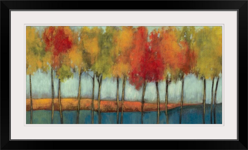 «Anjellica Lollipop Trees» par Asia Jensen, reproduction d'art, Cadre noir, H 32 po x l 56 po x P 1 po