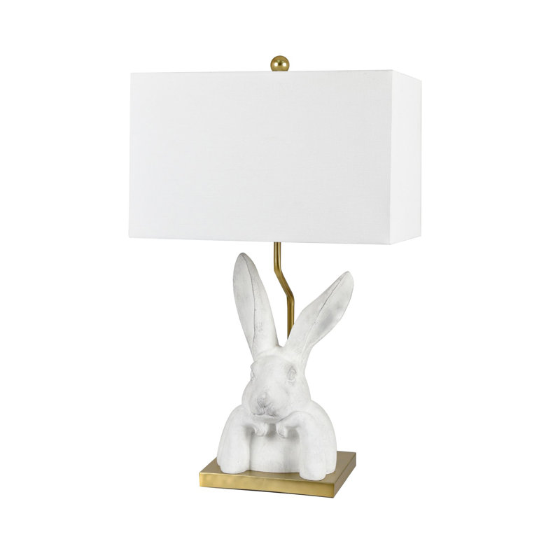 28" Resin Table Lamp With White Shade