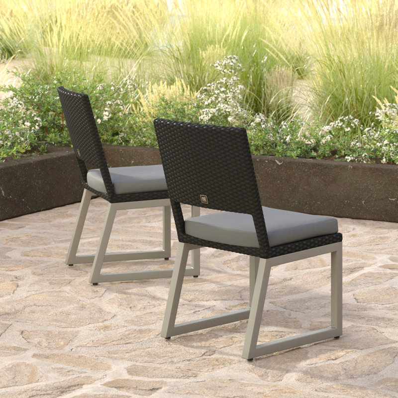 8 Piece Sunbrella Outdoor Patio Dining Chairs - Navy, Brown, Gray