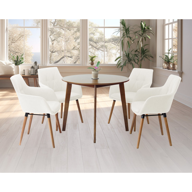 Ensemble repas rond 35,5 po Carreiro Carswell, Crème, crème